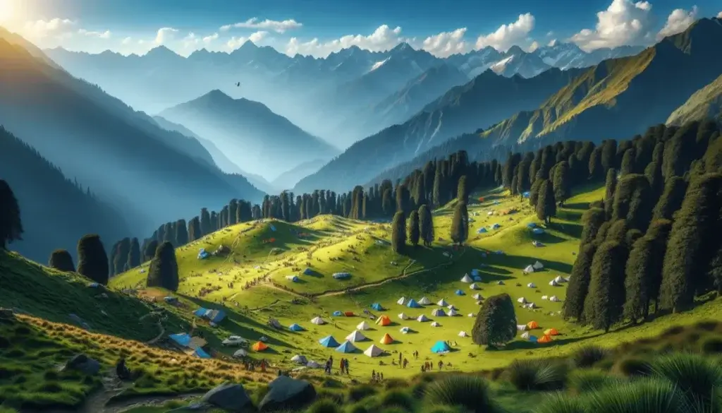 triund is one of the best places for camping in himachal